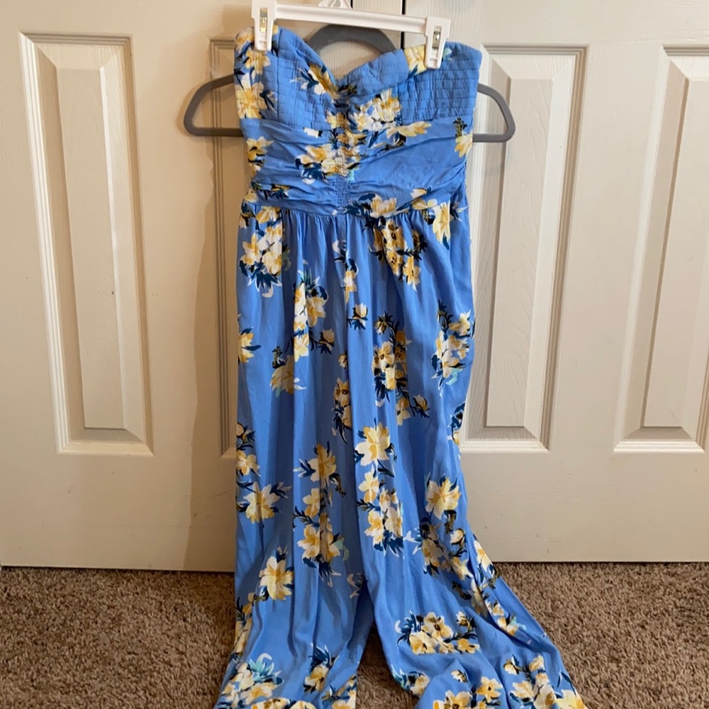 Strapless floral jumpsuit